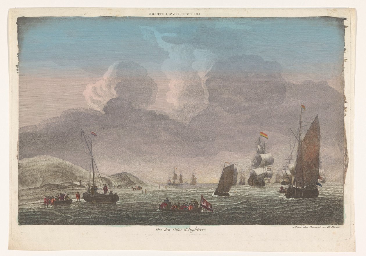 View of the Coast of England with Ships and Boats on the Water by Jean François Daumont