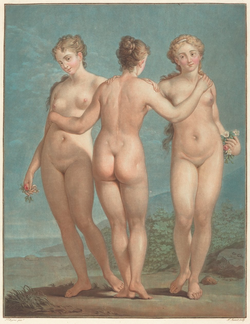 The Three Graces by Jean François Janinet after Giovanni Antonio Pellegrini