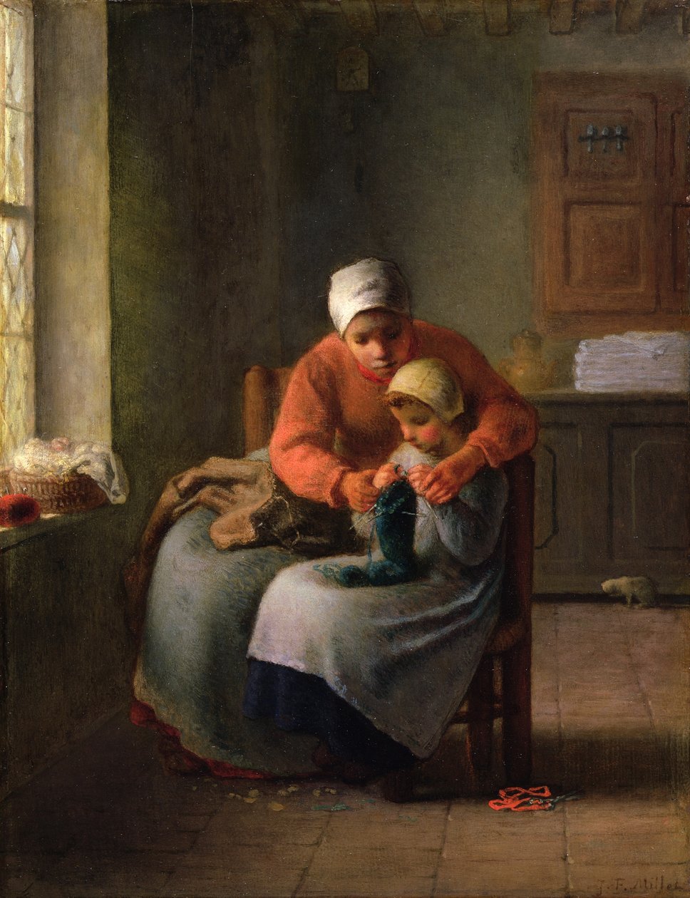 The Knitting Lesson by Jean Francois Millet