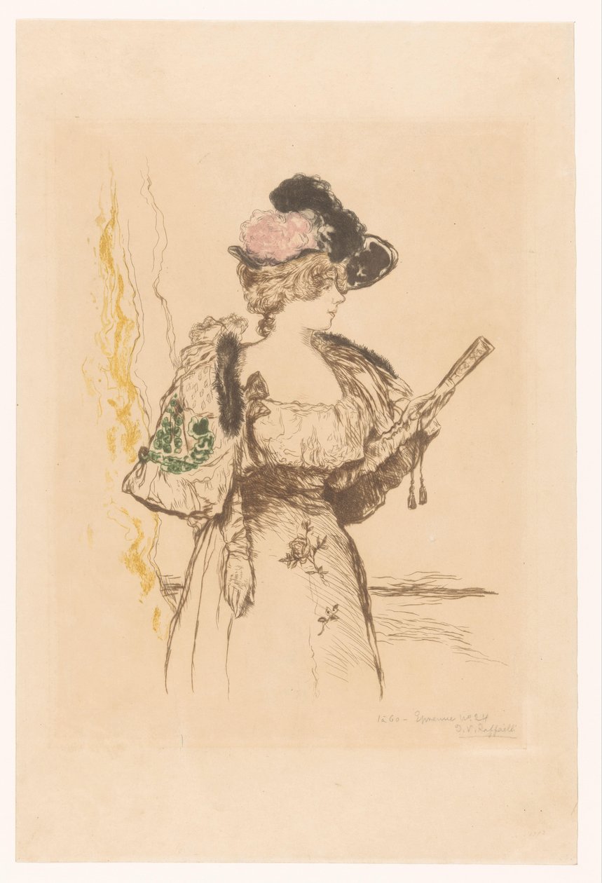 Lady with Fan by Jean François Raffaëlli (signed by artist)
