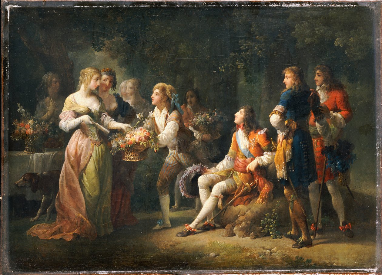Louis XIV of France declaring his love for Louise de la Valliere by Jean Frederic Schall