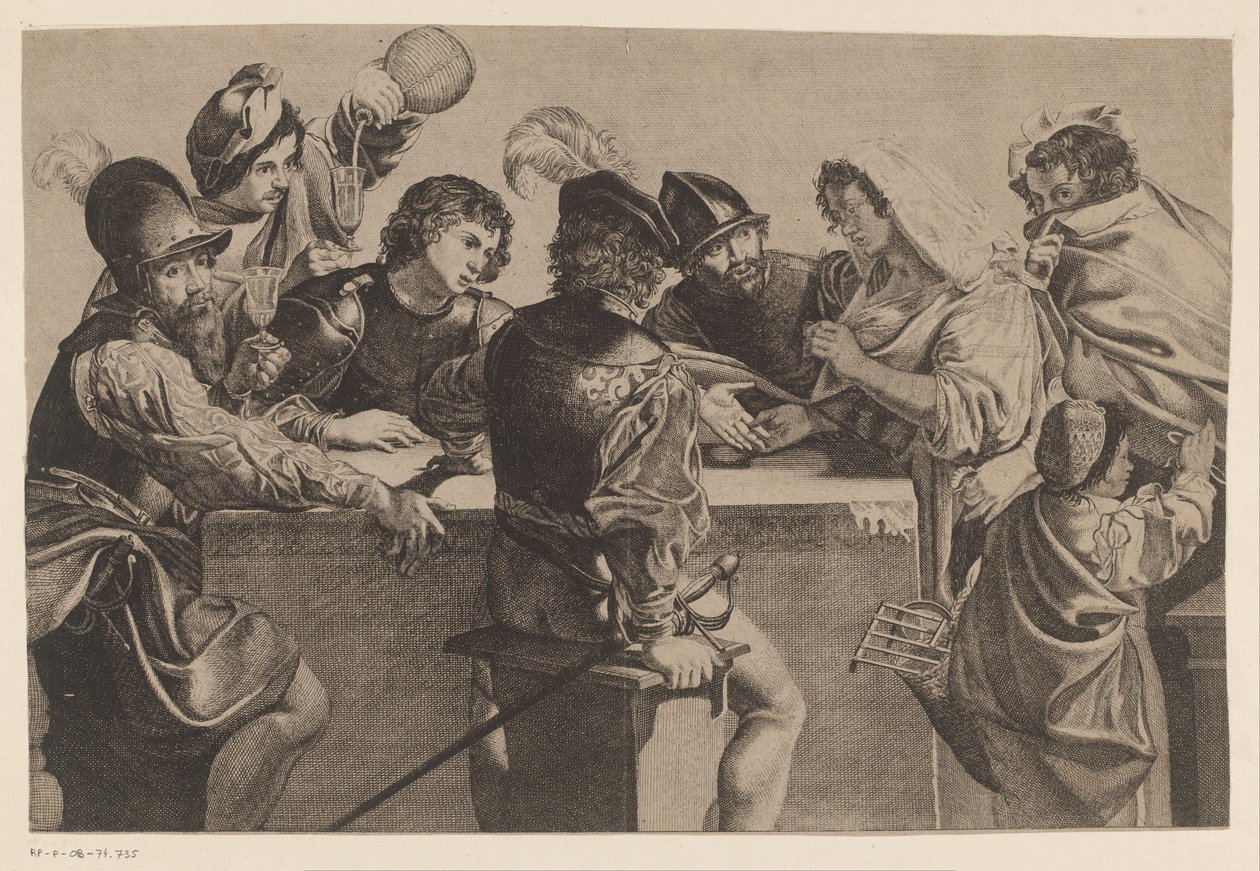 Fortune Teller and Soldiers Around a Table by Jean Ganière