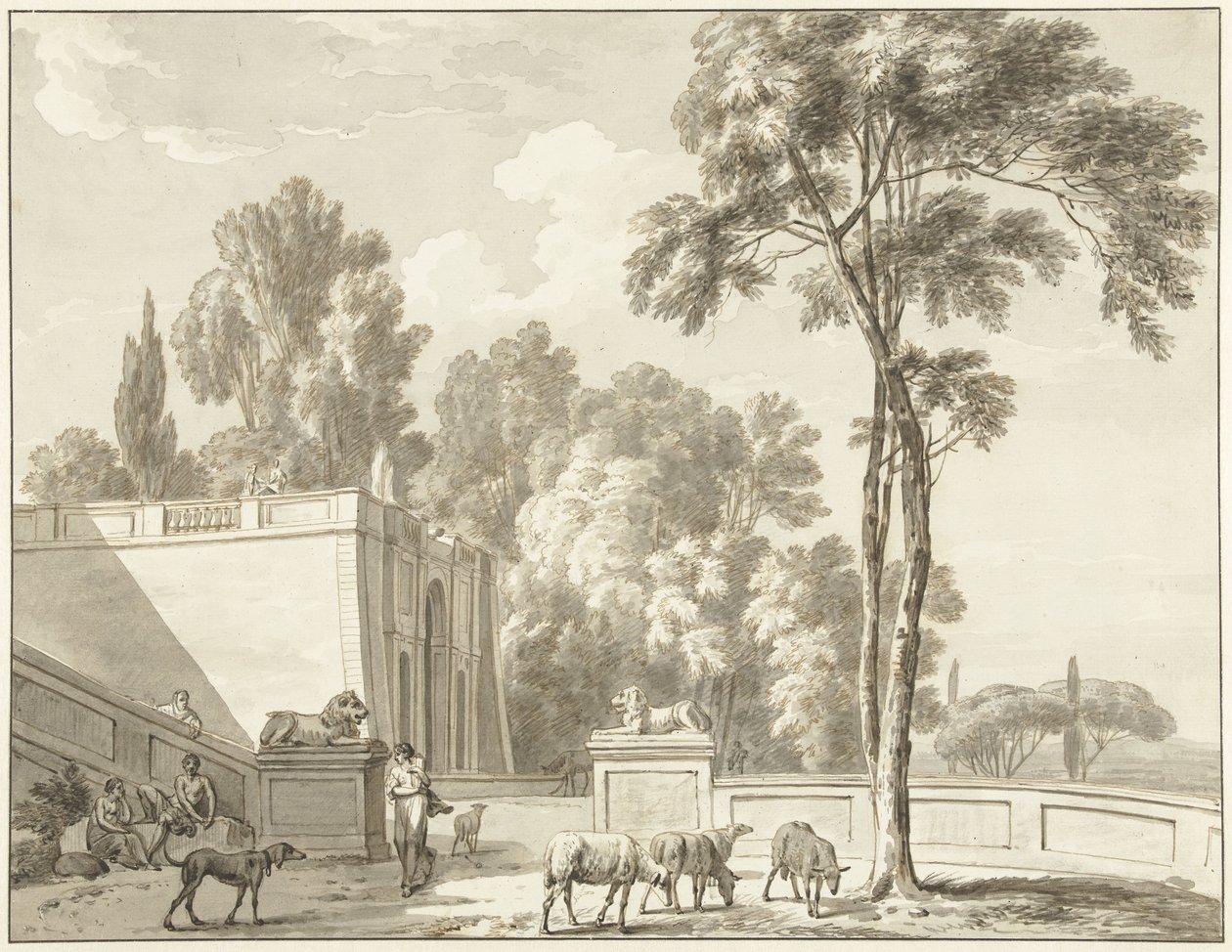 View of Terraces at Villa Aldobrandini in Frascati by Jean Grandjean