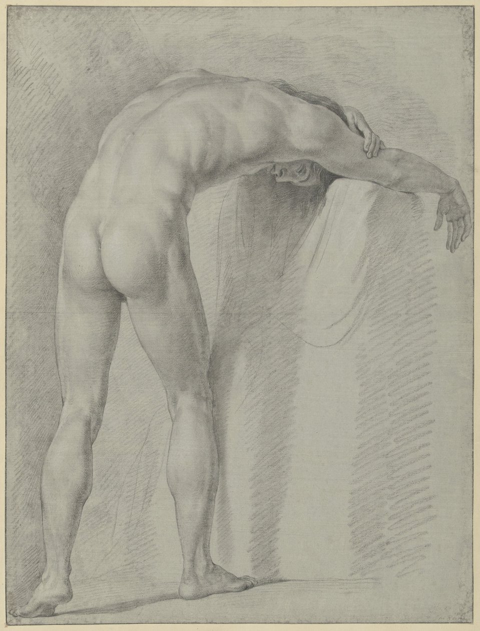 Standing Male Nude, Bent Forward, Seen from Behind by Jean Grandjean