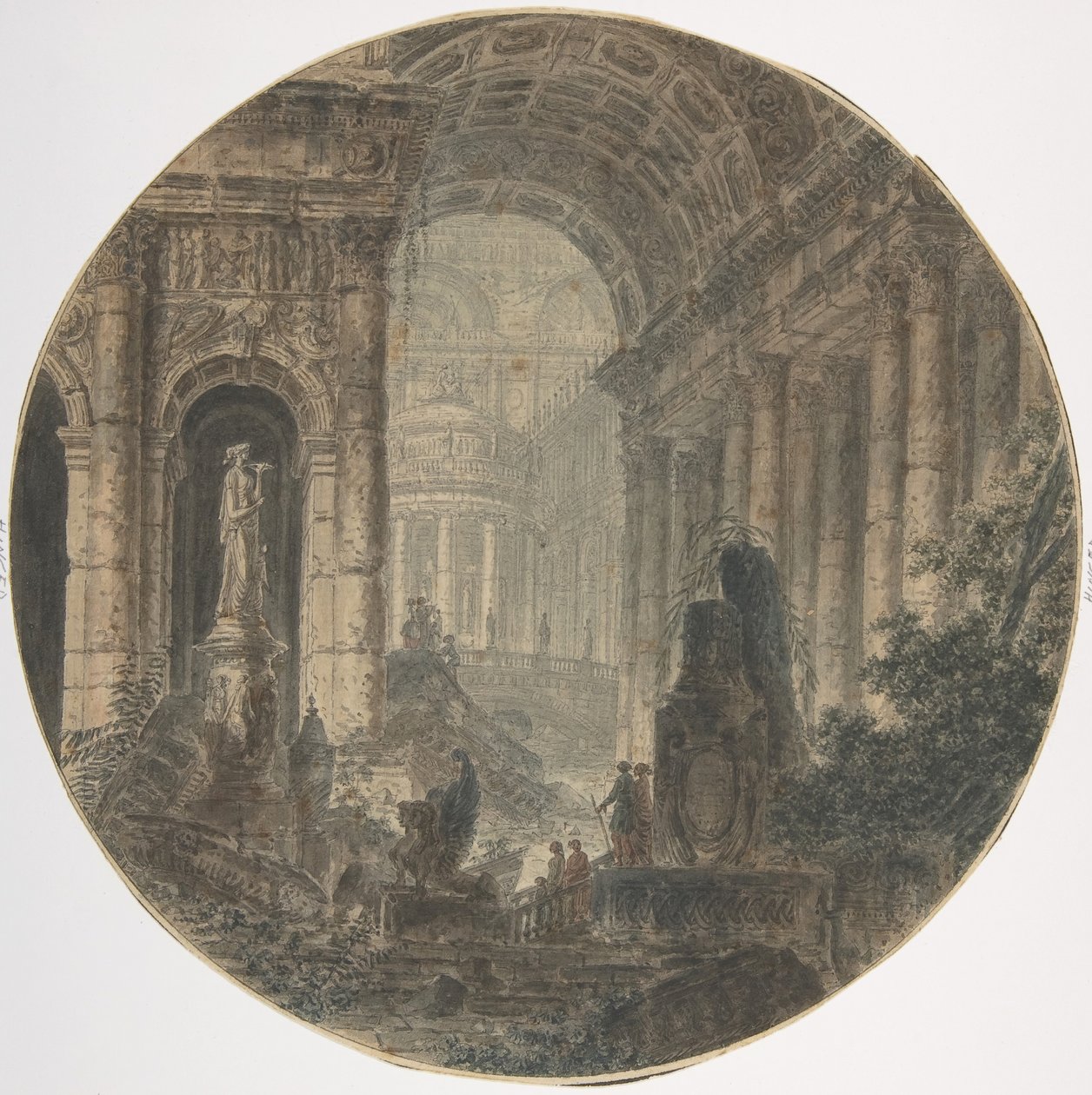 Architectural fantasy by Jean Henri Alexandre Pernet.
