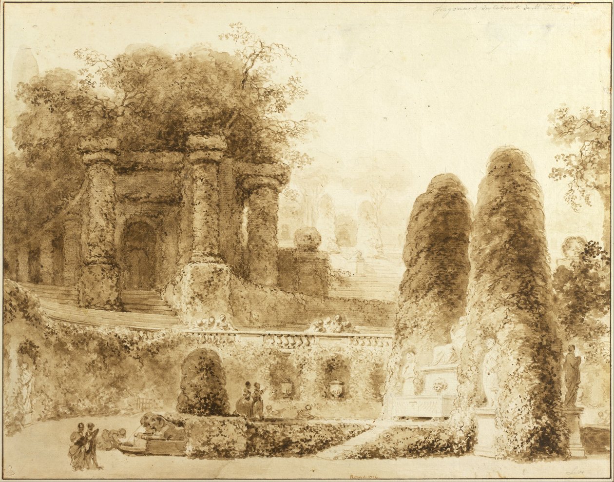 Roman Park with Fountain by Jean Honore Fragonard