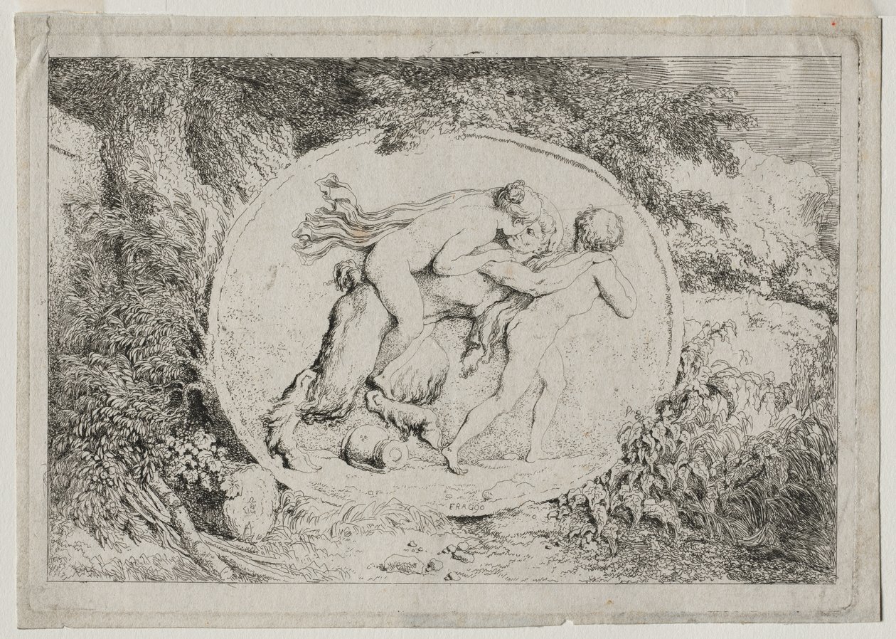 Bacchanales: Nymph Astride a Satyr, 1763 by Jean Honore Fragonard