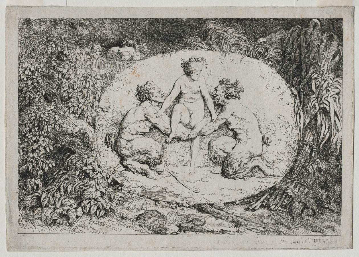 Bacchanales: Nymph Supported by Two Satyrs by Jean Honore Fragonard