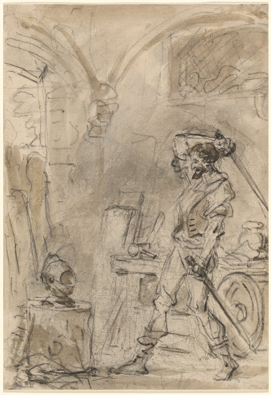 Don Quixote about to Strike the Helmet by Jean Honore Fragonard