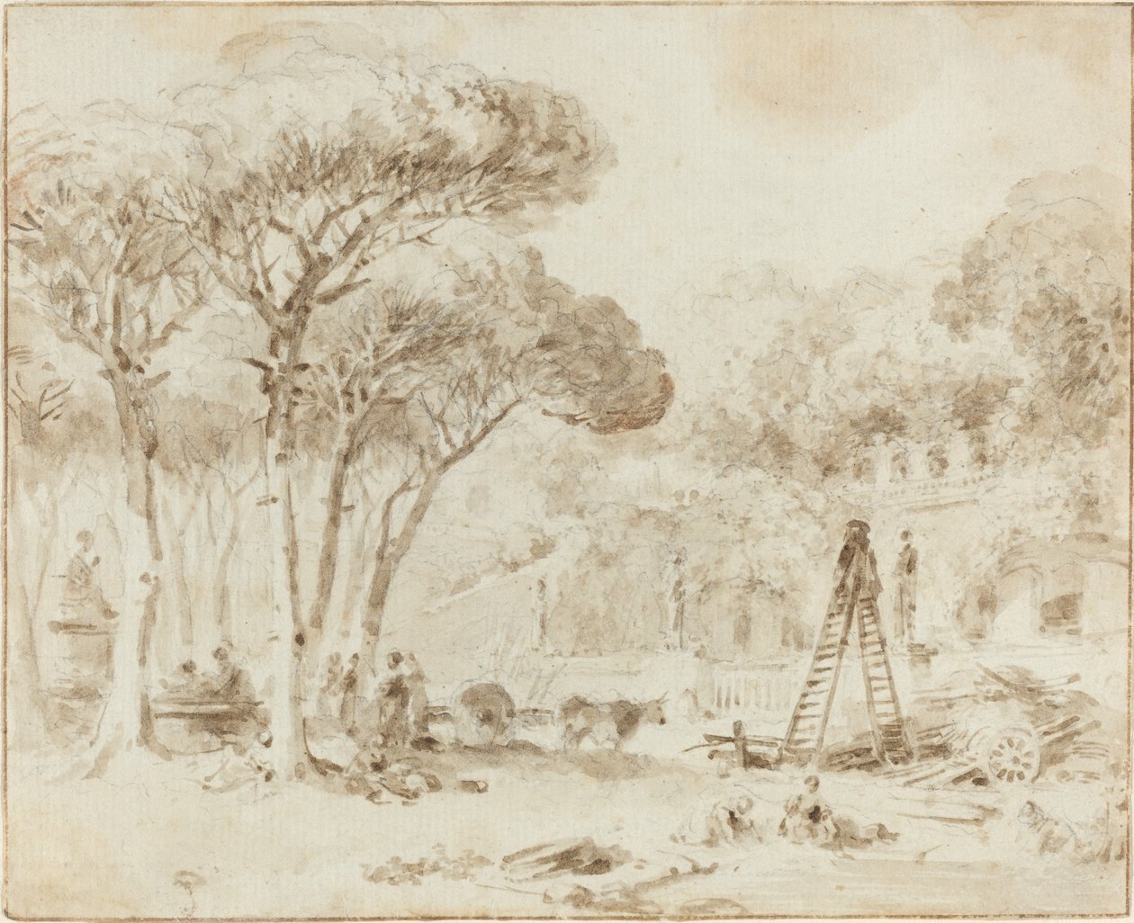 Gardens of an Italian Villa (Villa Medici?) by Jean Honore Fragonard
