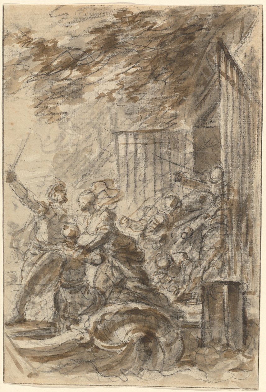 Isabella Abandons Her Home to Follow Odorico and His Men by Jean Honore Fragonard