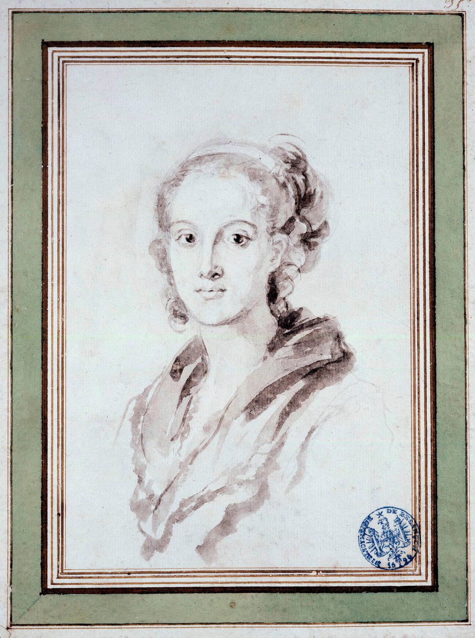 Portrait of Marguerite Gerard (1767-1837) French painter, sister-in-law of Fragonard. Drawing in the wash by Jean Honore Fragonard (1732-1806) 1800 around. Besancon, Musee des Beaux Arts by Jean Honore Fragonard