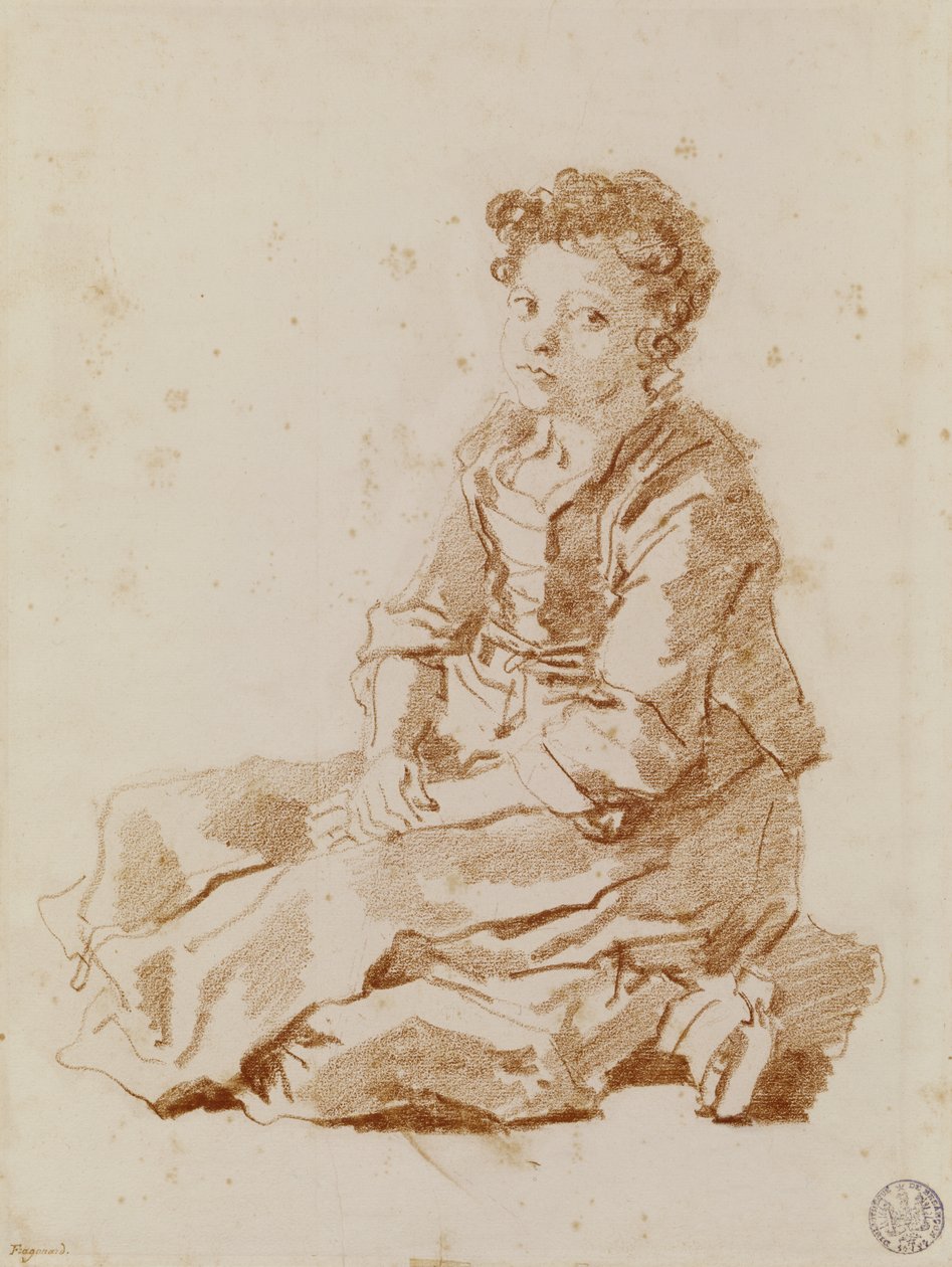Small Girl Sitting on the Ground by Jean Honore Fragonard