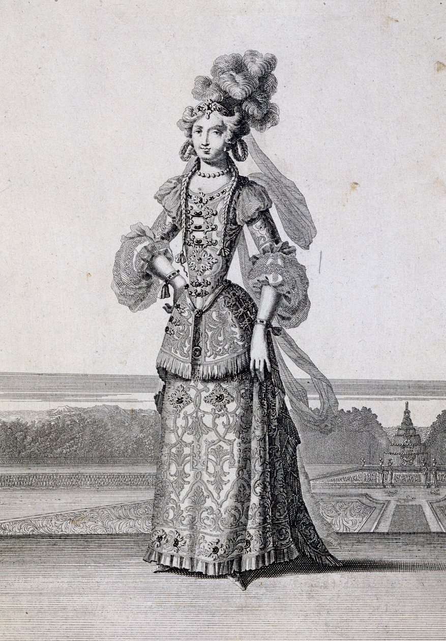 Female ballet costumes, engraving by Jean Berain the Elder, France by Jean I  Berain