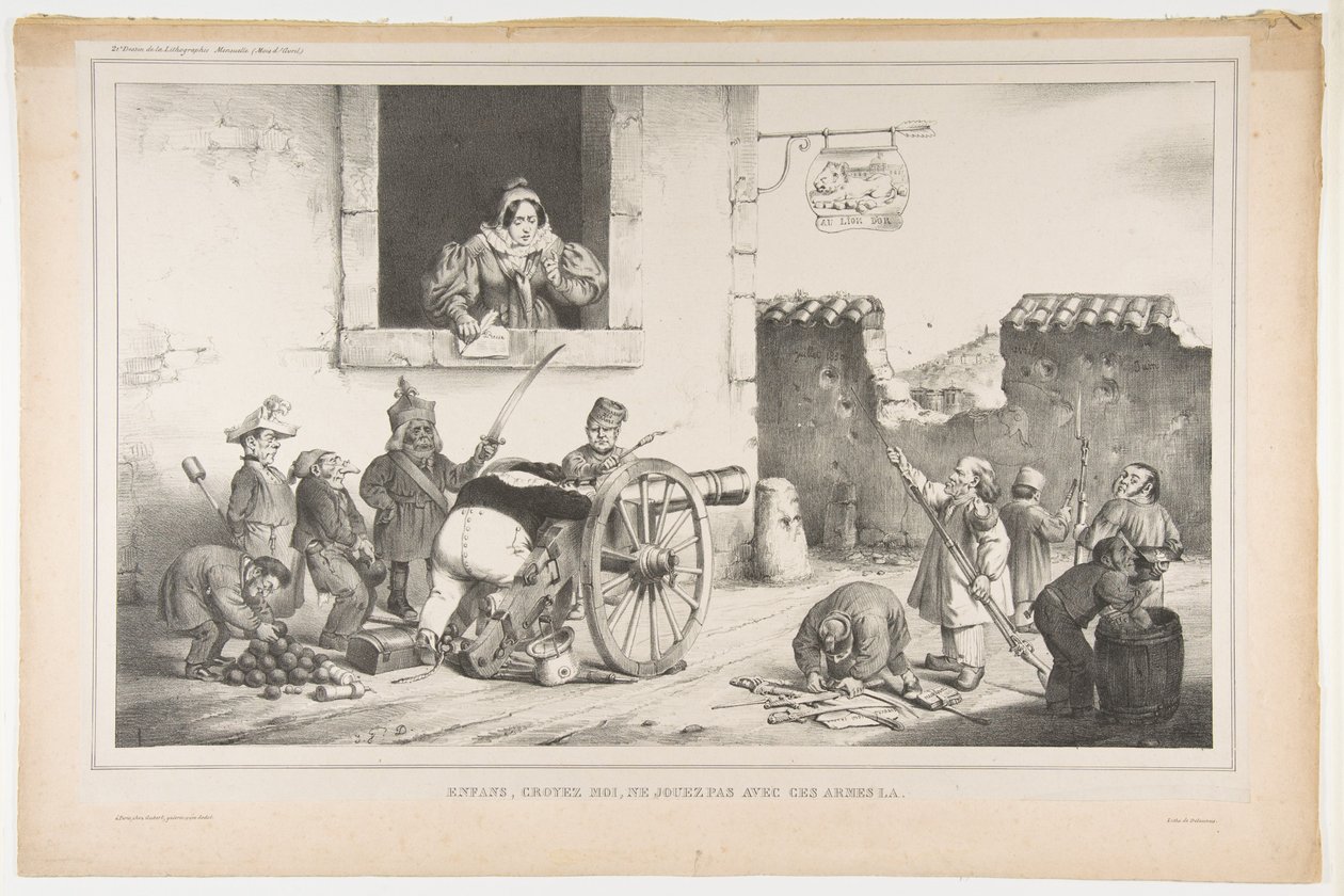 Children, Obey Me, Do Not Play With Those Weapons, April 1834 by Jean Ignace Isidore Gérard