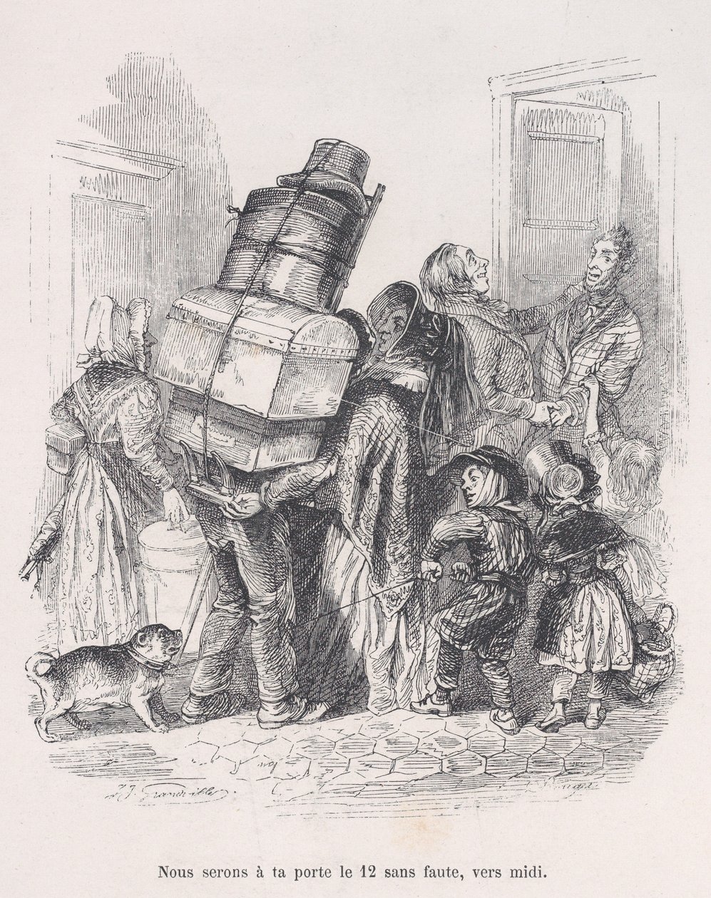 We Will Be at Your Door at Noon Without Fail, from the Little Miseries of Human Life by Jean Ignace Isidore Gérard