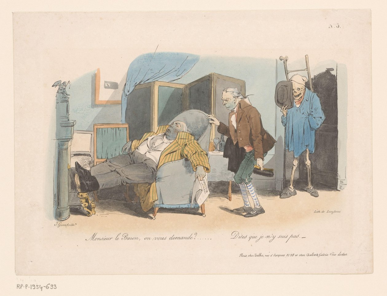 Baron Taken by a Gravedigger and Death (Journey to Eternity) by Jean Ignace Isidore Gérard Grandville