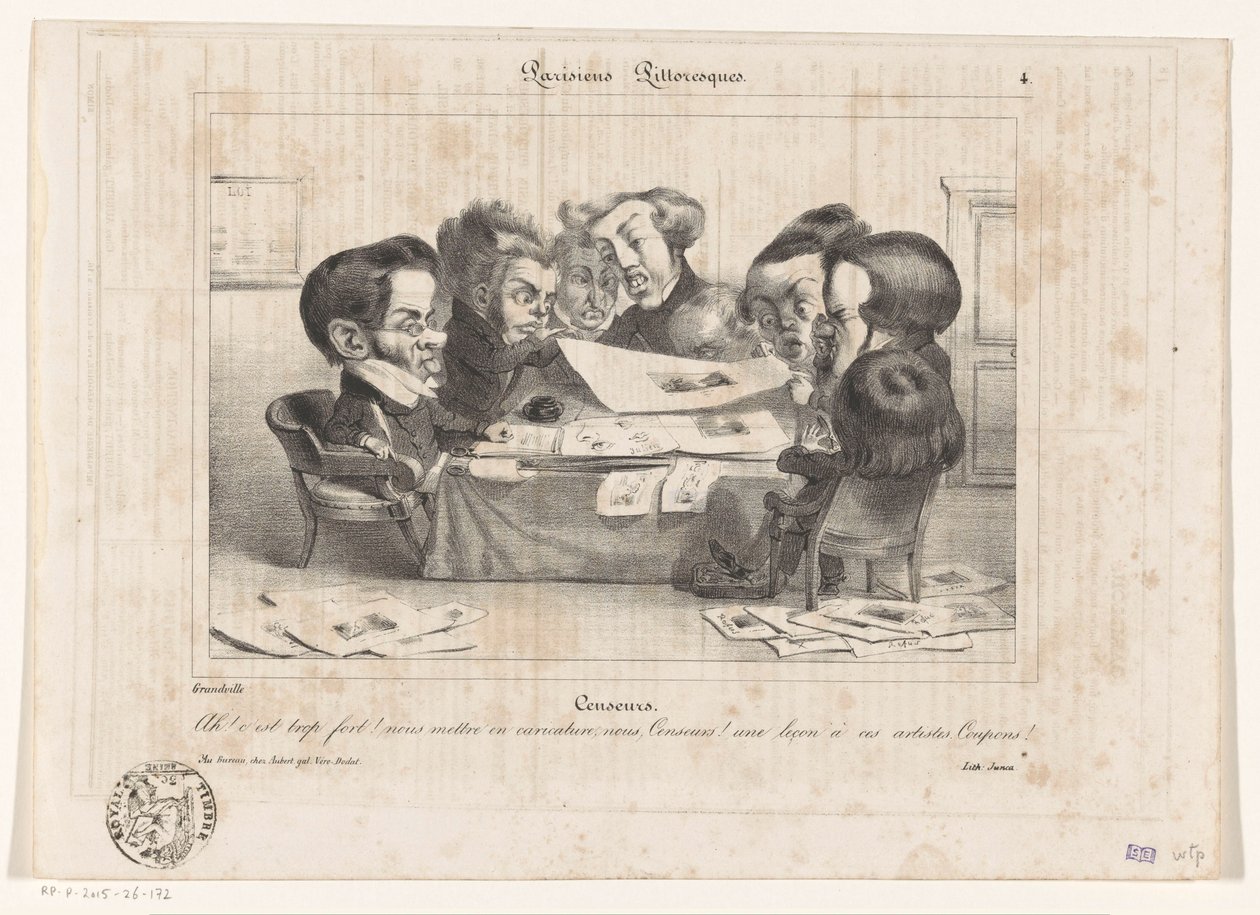 Caricature of French Censors by Jean Ignace Isidore Gérard Grandville