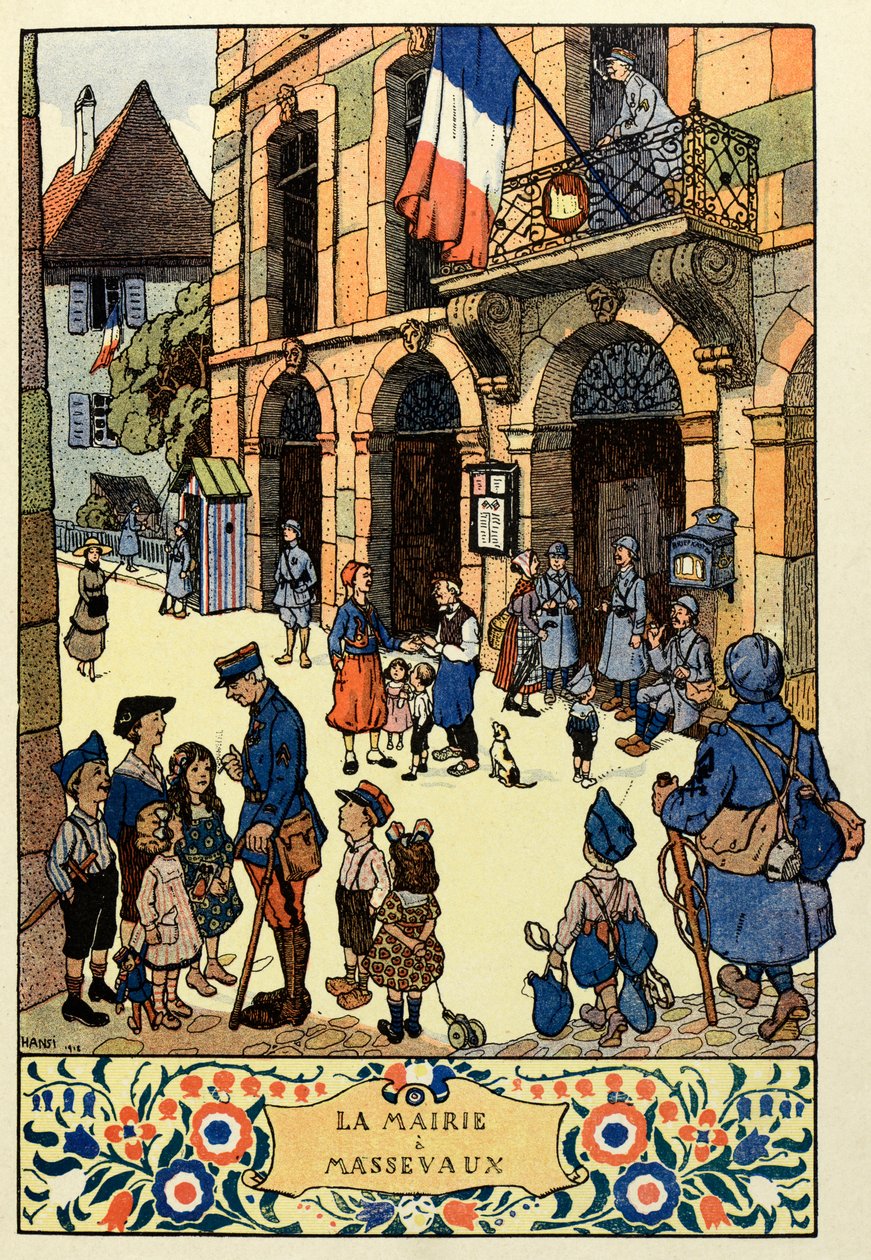 The Tricolor Paradise; The Town Hall of Massevaux 1918 by Jean Jacques (1873 1951) Waltz