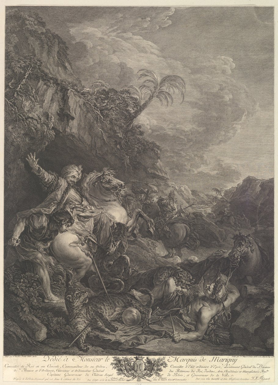 The Tiger Chase, 18th century by Jean Jacques Flipart