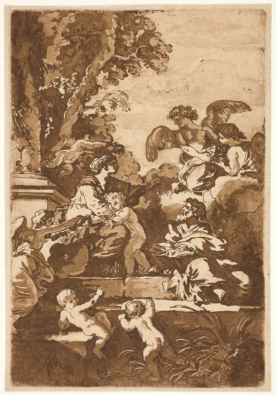 Holy Family with Angels by Jean Jacques Lagrenee