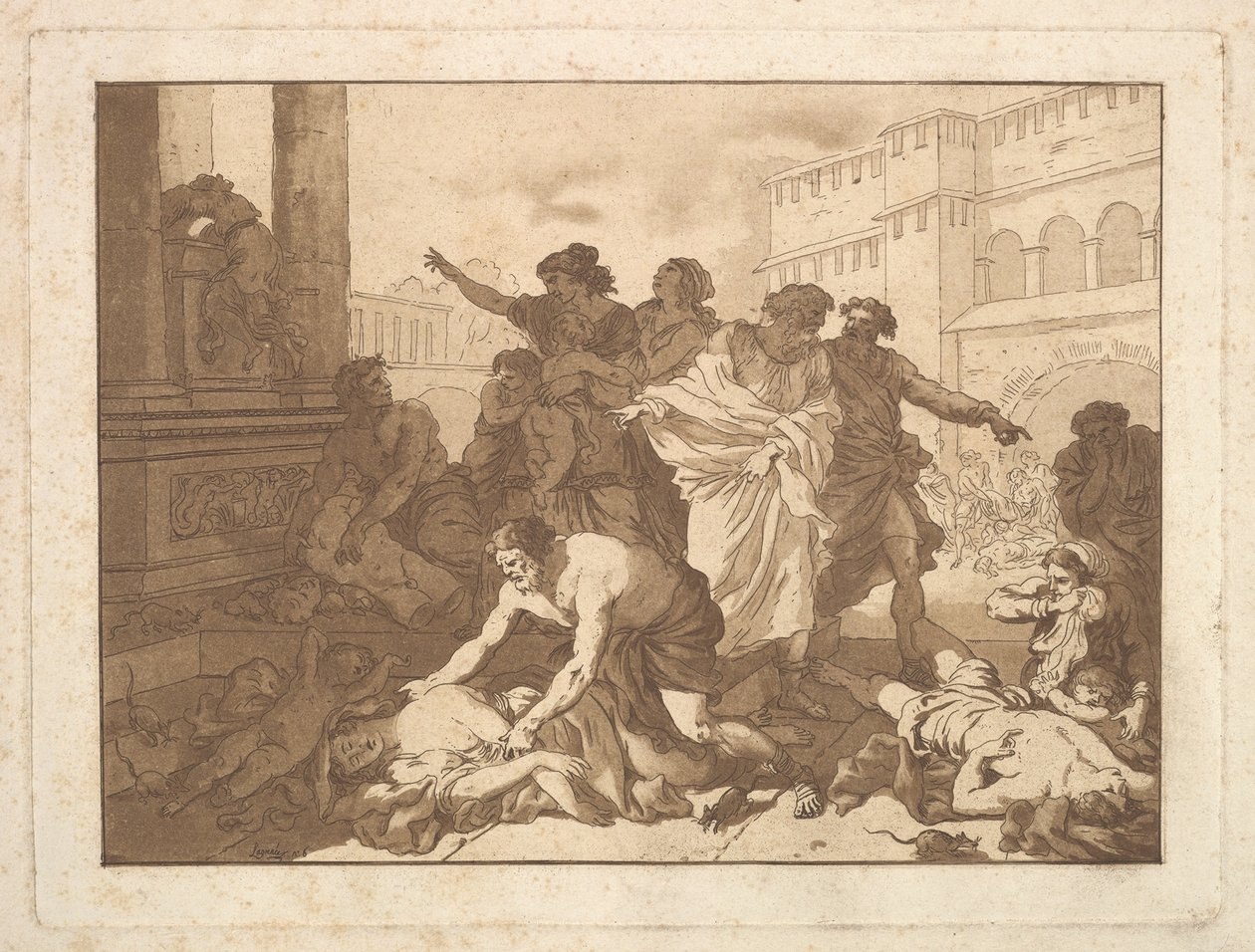 Plague Among the Philistines, in an Album Containing R..., 1782-1821 by Jean Jacques Lagrenee