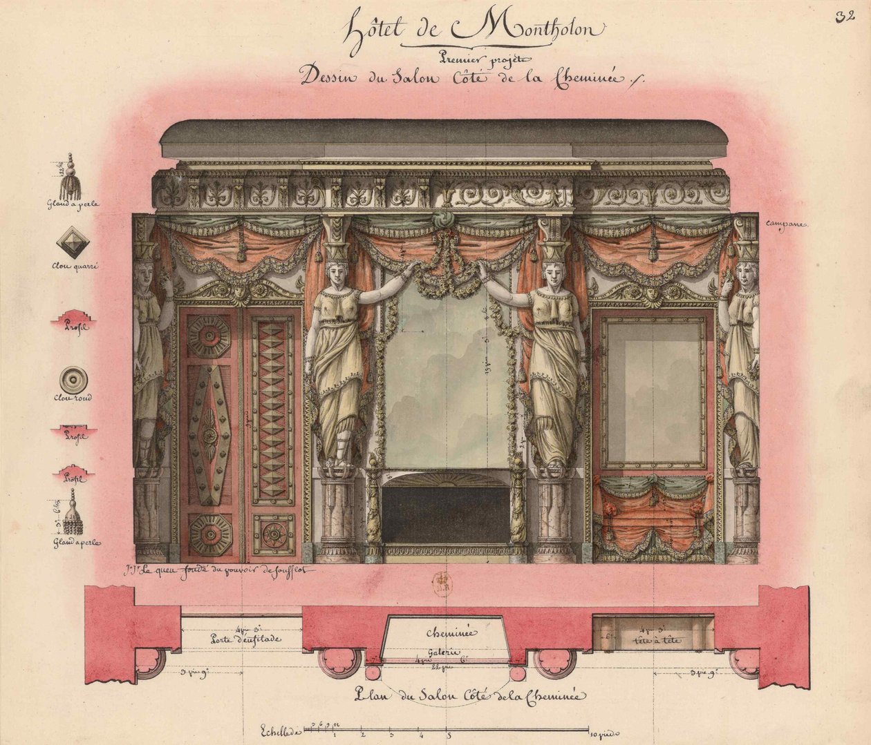 Hôtel Montholon. Projet de Salon by Jean Jacques Lequeu