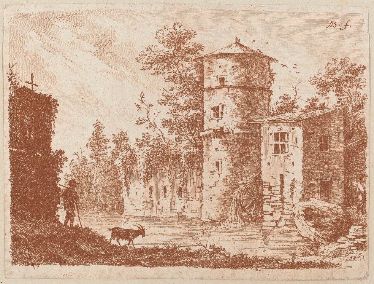 Ancient Tower at a Water Mill by Jean Jacques de Boissieu