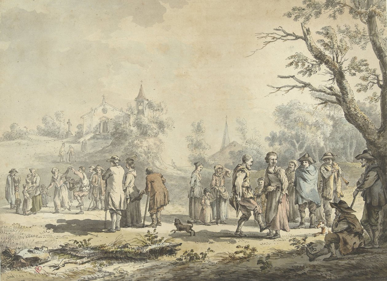 Dancing Peasants and Spectators in a Village (La Fête du village) by Jean Jacques de Boissieu