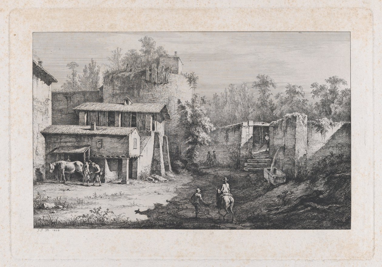 Landscape with Farrier, View of Terrebasse, France by Jean Jacques de Boissieu