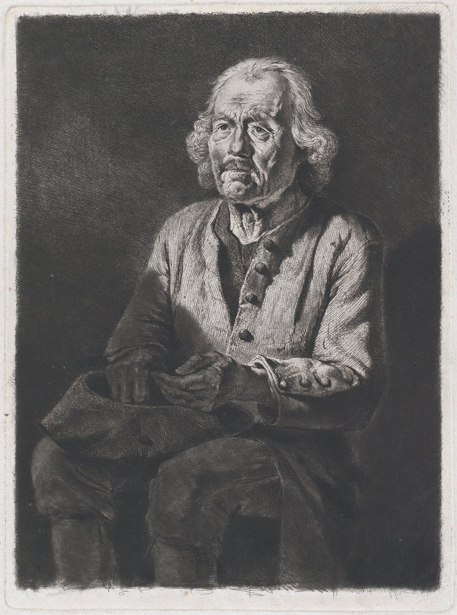 Seated Beggar: Portrait of Old Girard, a Peasant from Chasselay by Jean Jacques de Boissieu