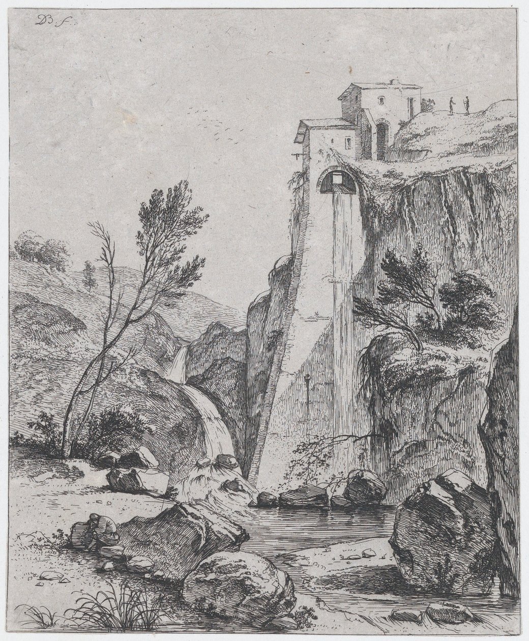 Waterfall after Breenberg, 1764 by Jean Jacques de Boissieu