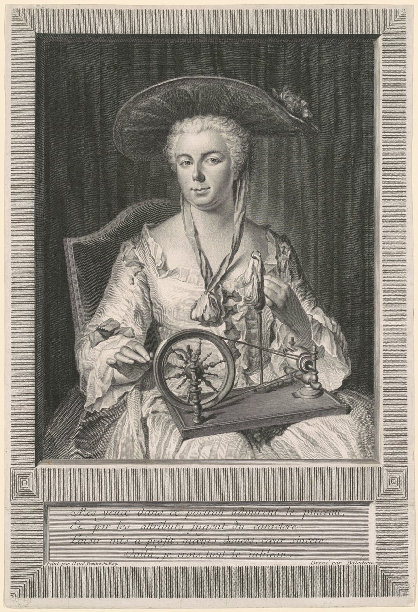 Madame Arlon Spinning Silk by Jean Joseph Balechou, after Jacques Andre Joseph Camelot Aved