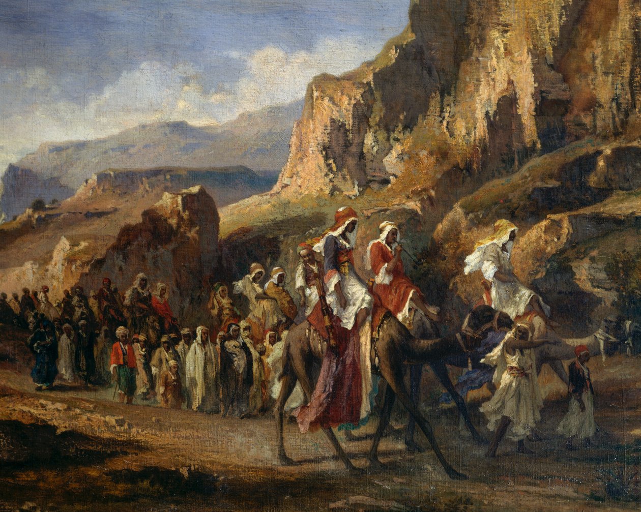 Caravans Crossing the Moroccan Mountains, by Jean-Joseph Bellel by Jean Joseph Bellel