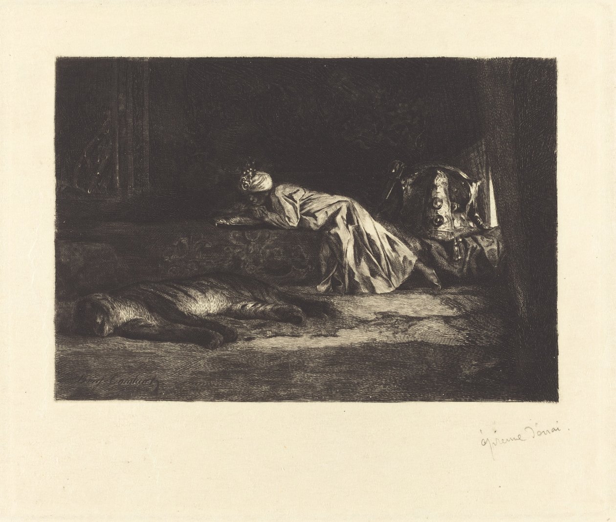 Oriental Interior with Sleeping Tiger by Jean Joseph Benjamin Constant