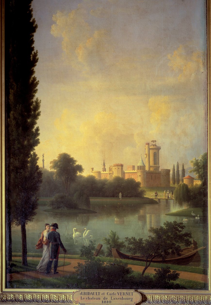 The Castle of Laxembourg, with the Emperor of Austria and Archduchess Marie Louise by Jean Joseph Bidault