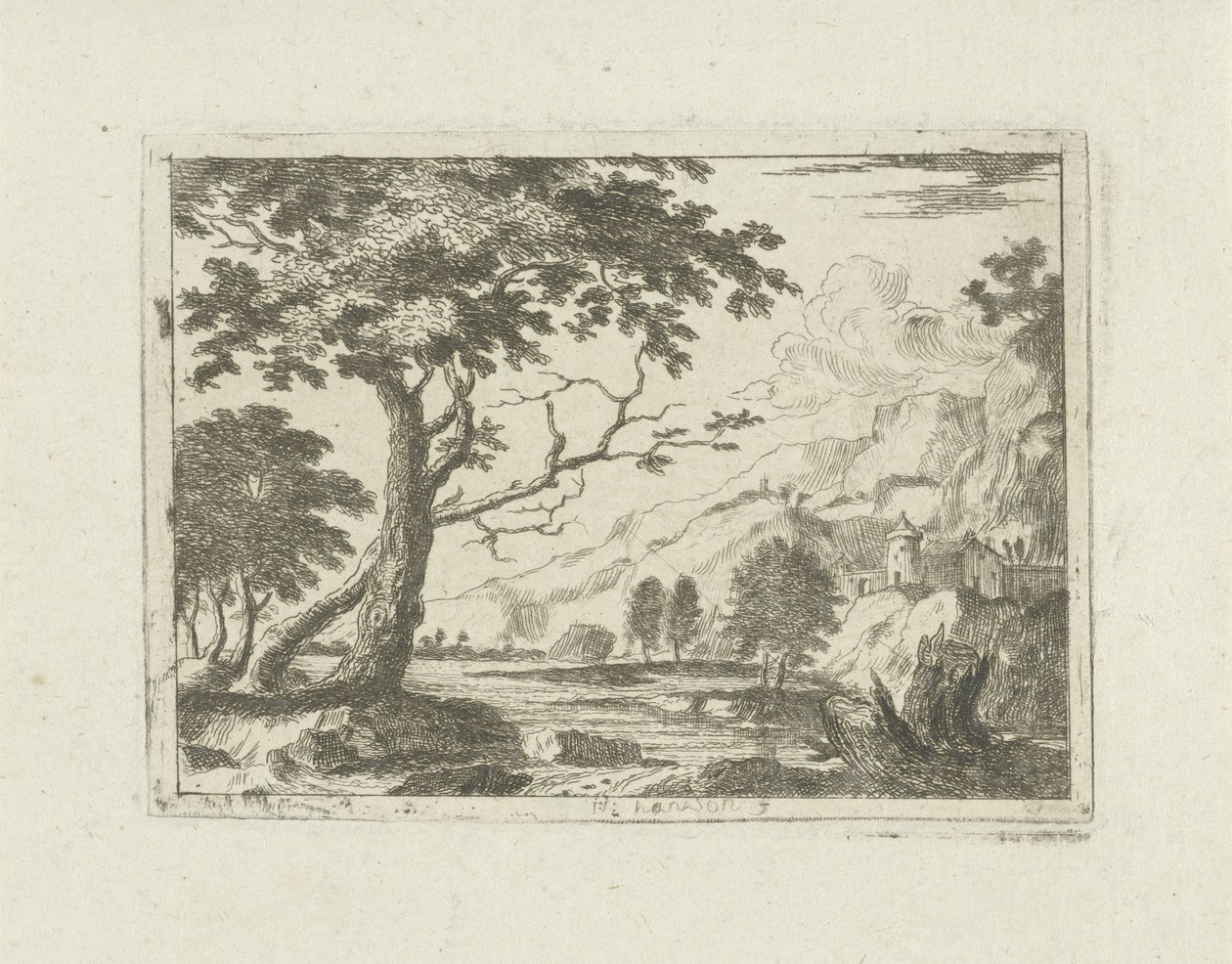 Mountain Landscape with a River by Jean Joseph Hanson