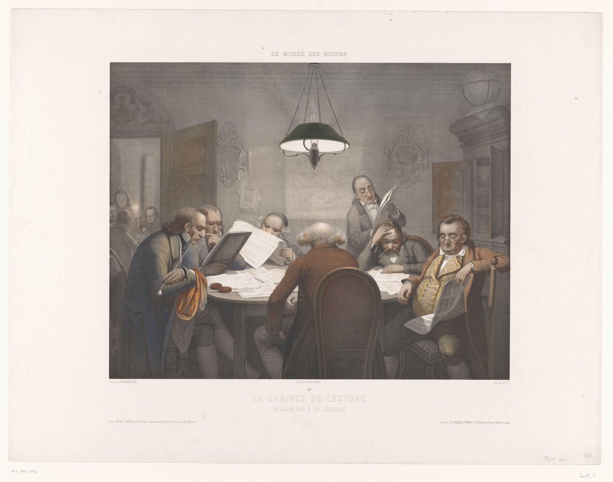 Reading Room with Men Reading at a Round Table by Jean-Julien Jacott