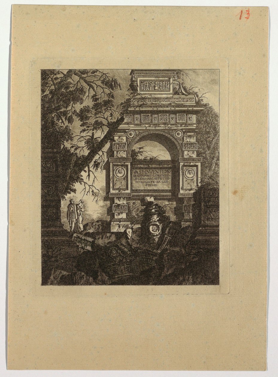 Frontispiece, vasi invention, from "Collection de divers sujets de vases, tombeaux, ruines et fontaines, utile aux artistes..." by Jean Laurent Legeay
