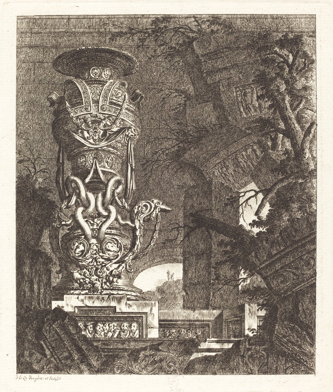 Vase Supported by Intertwined Serpents by Jean Laurent Legeay