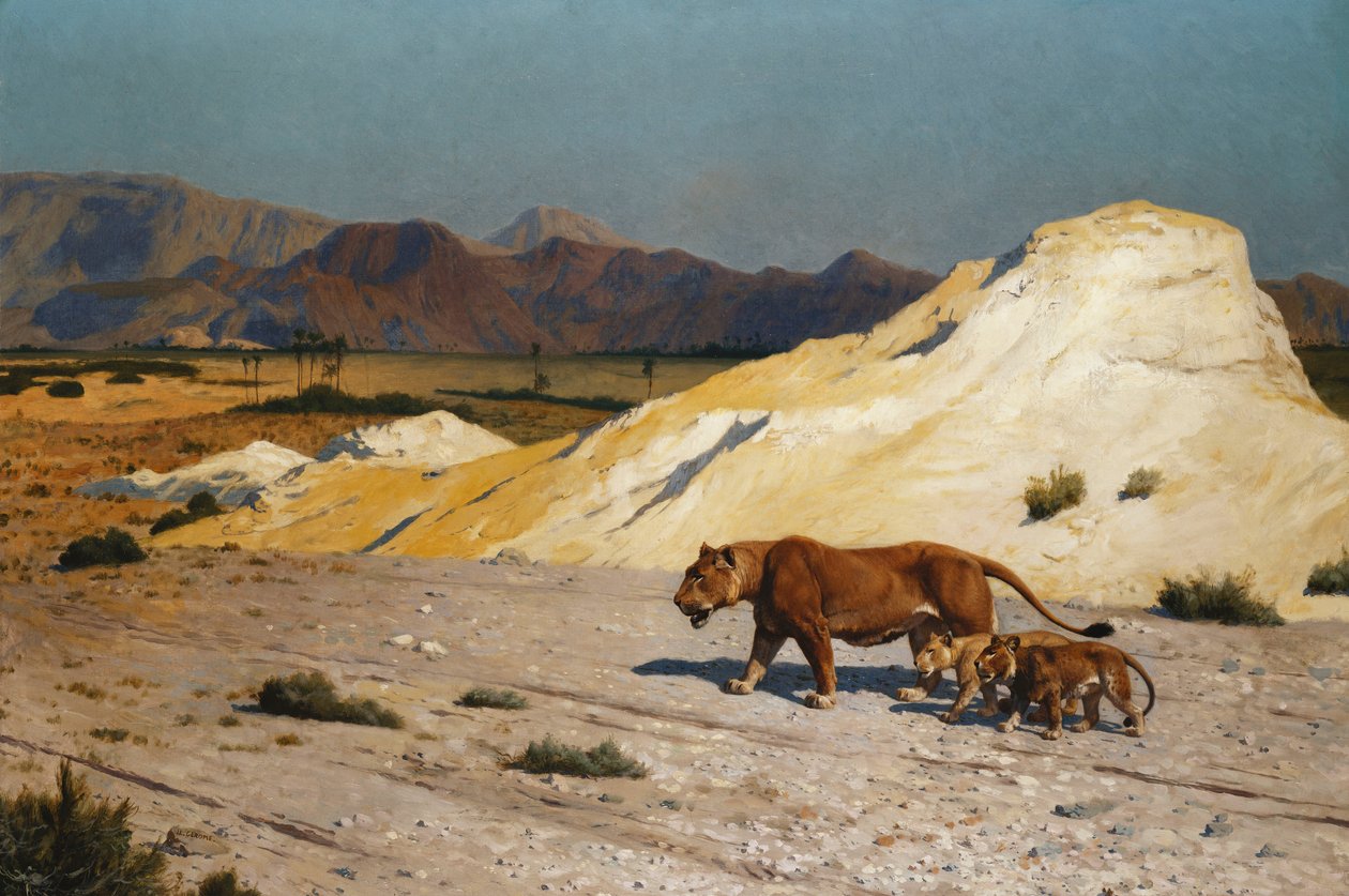 Lioness and Cubs by Jean Leon Gerome