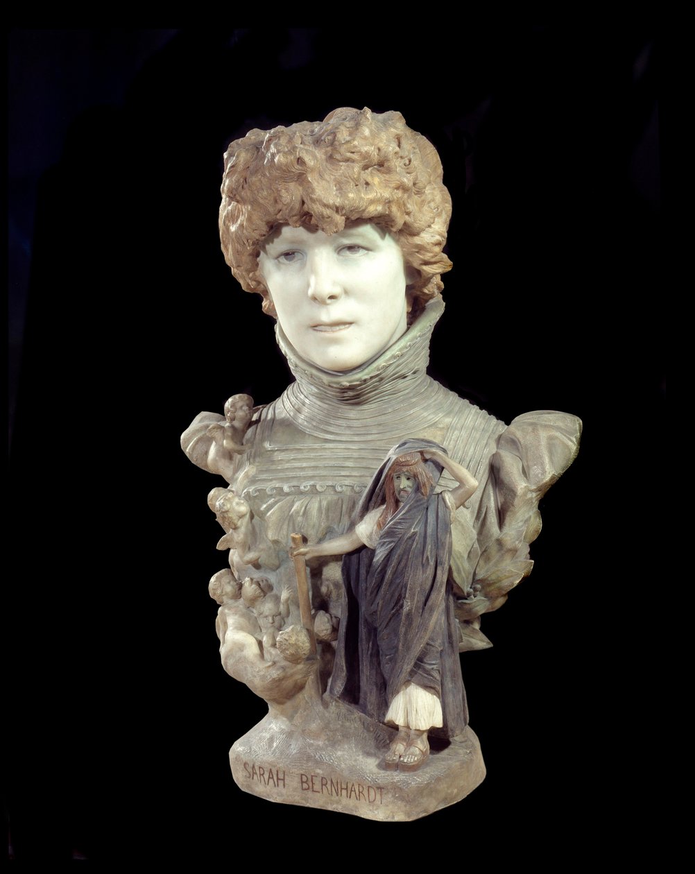 Marble bust of comedian Sarah Bernhardt (1844-1923)