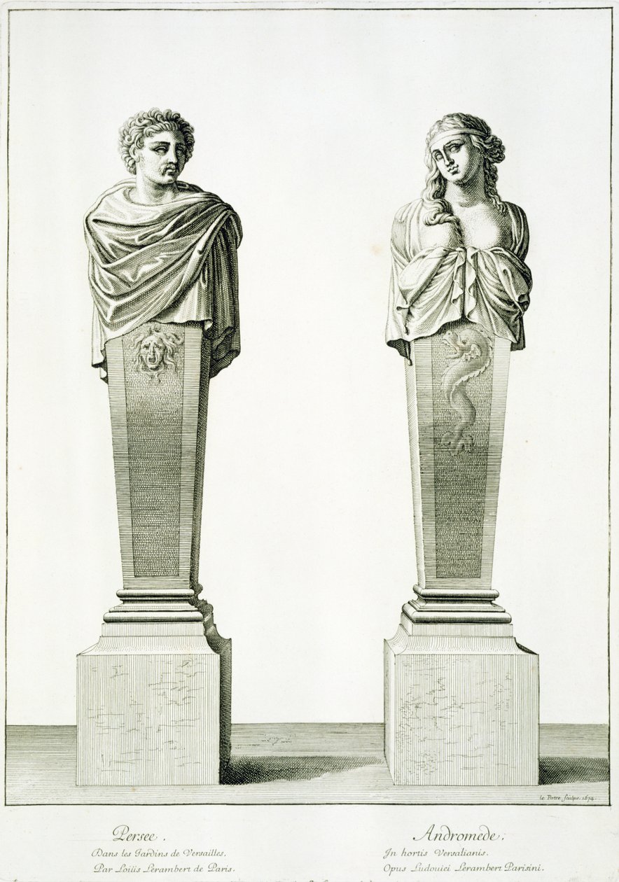 Sculptures depicting Perseus and Andromeda by Louis Lerambert at Versailles by Jean Lepautre