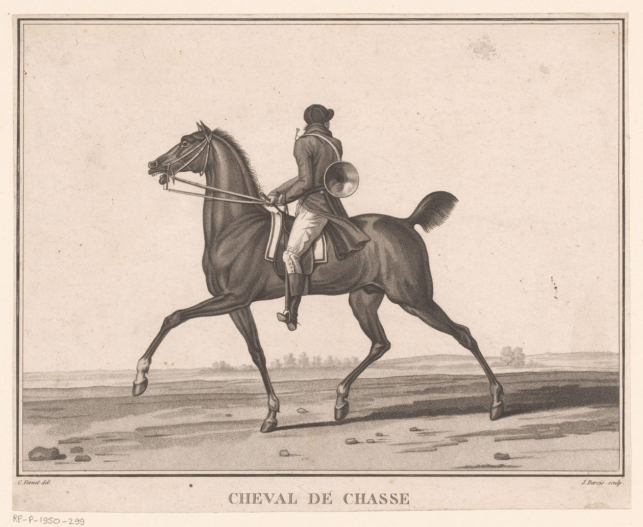 Rider on Horse with Hunting Horn by Jean Louis Darcis