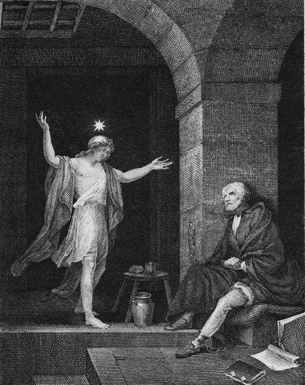 Hesper Appearing to Columbus in Prison, 1800s by Jean Louis Delignon