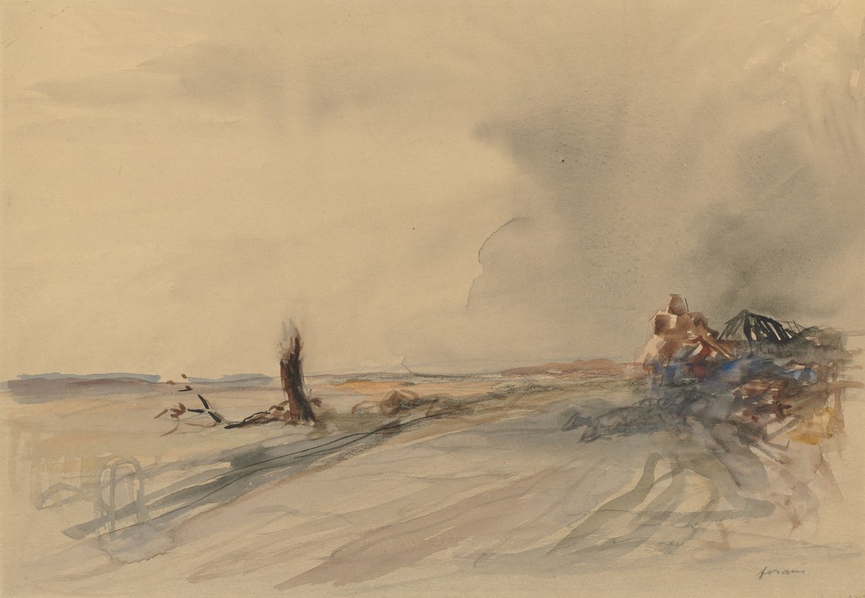 Devastated Land (recto), Figures in a Landscape (verso), c. 1919 by Jean Louis Forain