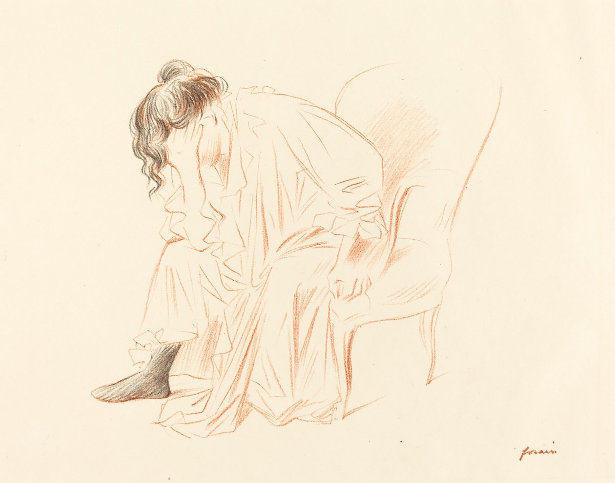 Seated Woman with Her Head Resting on Her Right Hand by Jean Louis Forain