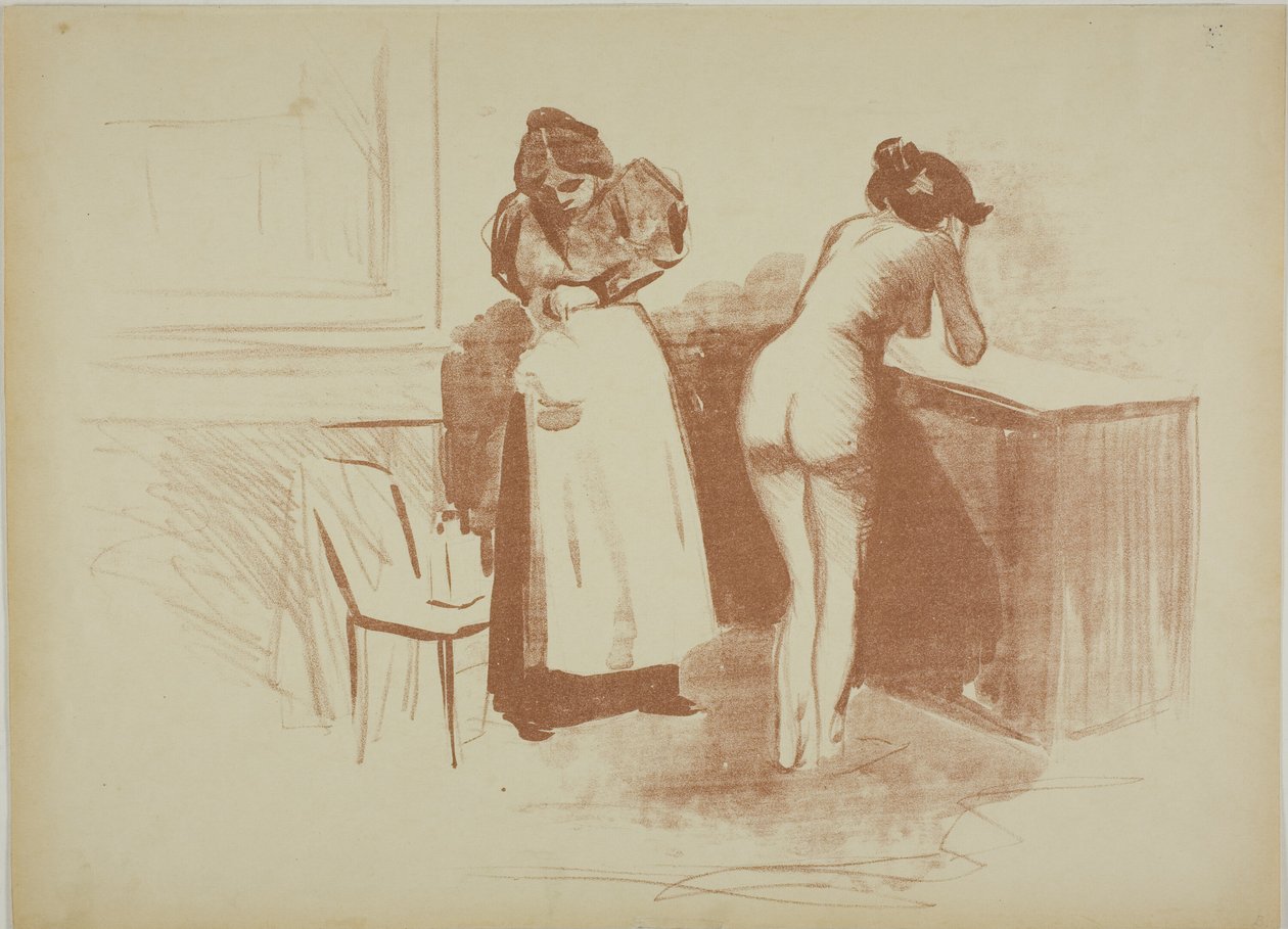 The Massage With Coarse Hair Glove, Wash and Line Plate by Jean Louis Forain