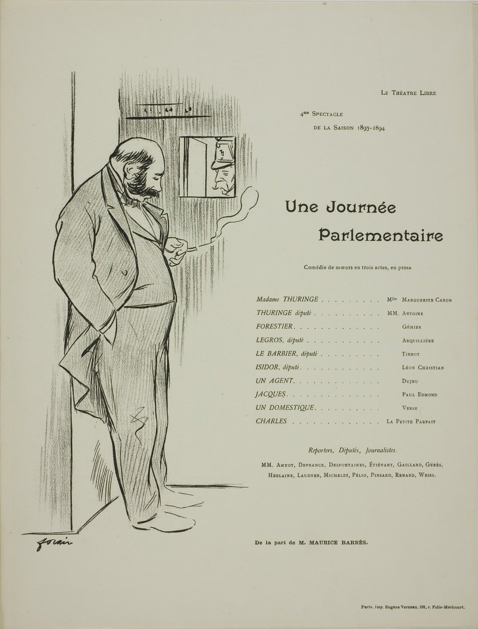 Theater Program for A Parliamentary Day by Jean Louis Forain