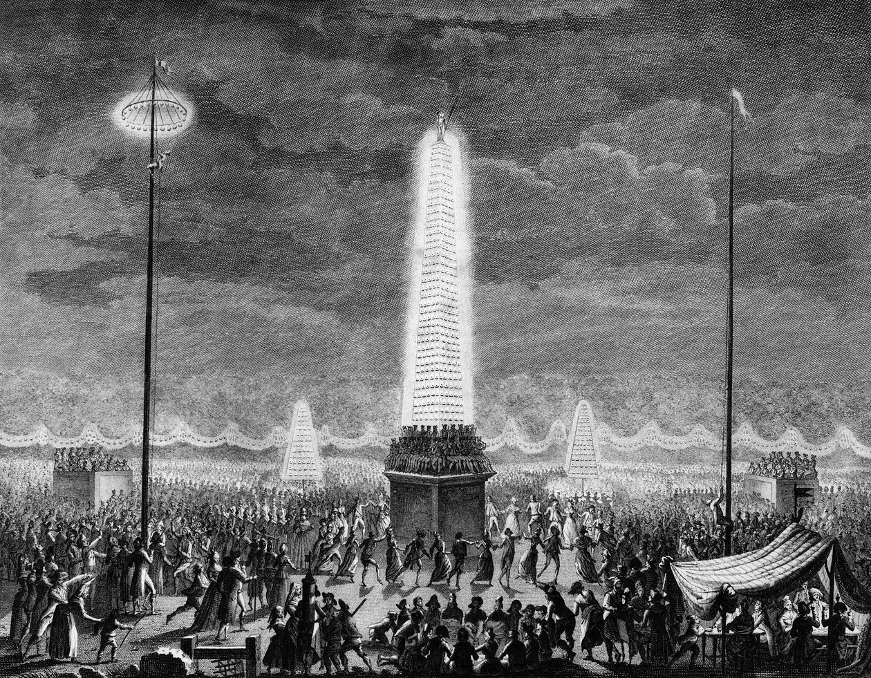 French Revolution: Festivals and illuminations at the Champs Elysees in Paris on July 18 by Jean Louis II (after) Prieur
